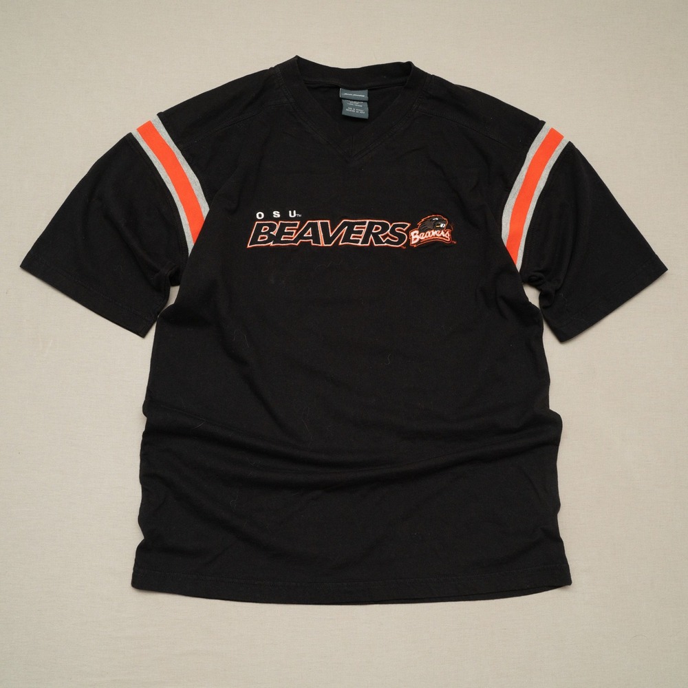 Vintage OSU Beavers Pro Edge T Shirt Jersey Black Ringer Adult L Heavyweight